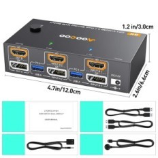 Switch KVM AOOCOO KVM8202DH 2XPC 2xmonitor HDMI + DP 8K / 60HZ 4K / 144Hz