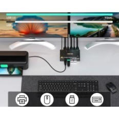 Perjungti KVM AOOOOO KVM8202DH 2XPC 2XMONITOR HDMI + DP 8K / 60Hz 4K / 144Hz