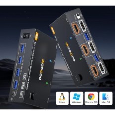 Spínač KVM AOOCOO KVM8202DH 2XPC 2XMONITOR HDMI + DP 8K / 60Hz 4K / 144Hz