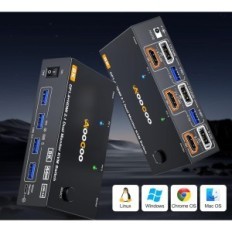 KVM AOOCOO KVM8202DH 2xPC 2x HDMI + DP 8K / 60Hz 4K / 144Hz