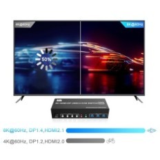 Rabljeni / e KVM stikalo 3 monitors 4 računalnike, 2xdp 1.4 + HDMI 8K @ 60Hz, USB 3.0