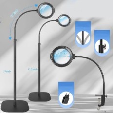 Povečevalnik z žarnico IABISH W624 12 × LED 3IN1 Fleksibilno stojalo 5 Načini 10 ravni svetlosti