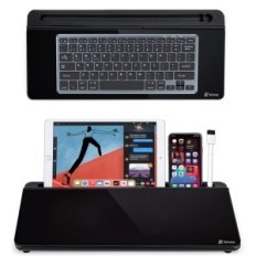 Deskboard di vetro Varhomax con organizzatore di mostre nere