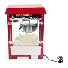 En bar för popcorn med en röd topp