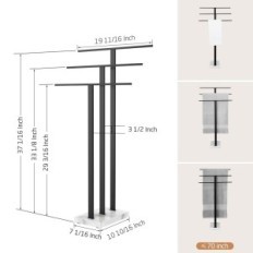 Asciugamani 3 livelli KES BTH217S3-BK con base in marmo in acciaio inox nero