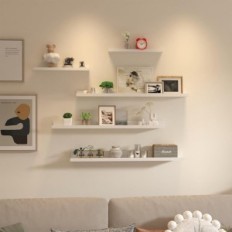 Półka ścienna 90 cm 5 szt Giftgarden biała wisząca półka do salonu kuchni biura