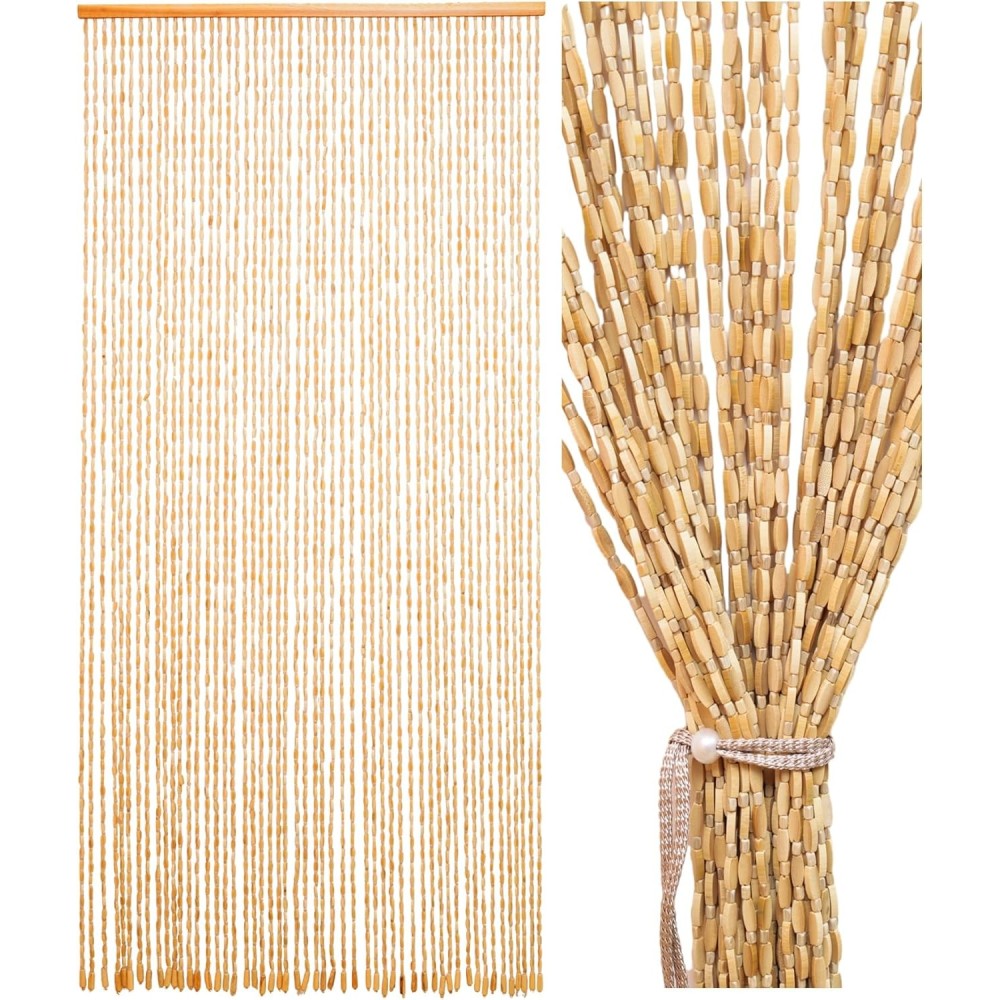 Rideau de bambou de 90x195cm Ezcasch 52 brin beige