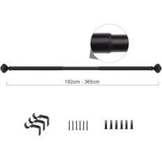 Gebrauchte Metall 182-365cm Schwarze Vorhangstabstange