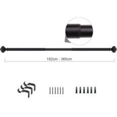 Gebrauchte Metall 182-365cm Schwarze Vorhangstabstange