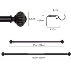 Gebrauchte Metall 182-365cm Schwarze Vorhangstabstange