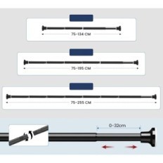 Duschkäpp utan borrning 74-134cm Svart matta Rostfritt stål