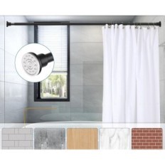 Suihkukaappi ilman porausta 74-134cm musta matto ruostumaton teräs