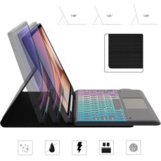 Caso de teclado Roofei usado para Galaxy Tab S9 Fe + / S9 mais 12,4 "Qwertz Backlit