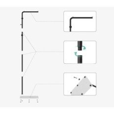 LOPHTPLUS PERSONA DE PERMANENTO DE METAL NEGRO DE 170 CM con 3 ganchos para ropa y bolsas