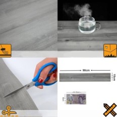 Öntapadó NUFLR vinil panelek szürke fa 15 × 90cm 40 darab a konyha és a fürdőszoba