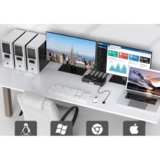 Switch Kvm YotthDav KC-KVM402DP USB 3.0 DP 4XPC 2 monitor con telecomando