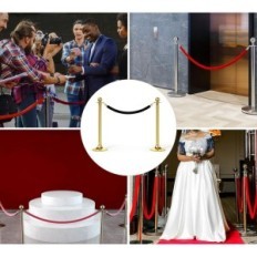 UŻYWANE Lina wygrodzeniowa PATIKIL 150cm welur czarna do słupków 3 szt złote haki