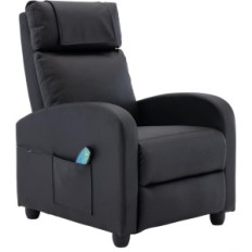 Chaise pliante en cuir d'occasion avec massage et fonction de chauffage. Noir