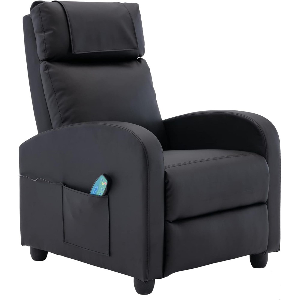 Chaise pliante en cuir d'occasion avec massage et fonction de chauffage. Noir