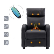 Chaise pliante en cuir d'occasion avec massage et fonction de chauffage. Noir