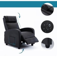 Used leather folding chair with massage and heating function. Black