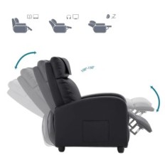 Chaise pliante en cuir d'occasion avec massage et fonction de chauffage. Noir