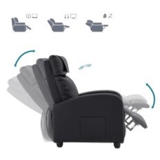 Chaise pliante en cuir d'occasion avec massage et fonction de chauffage. Noir