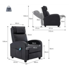 Used leather folding chair with massage and heating function. Black