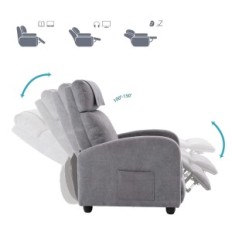Folding chair with massage and heating Homopiv Light gray upholstered exhibition