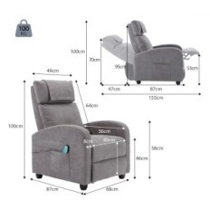 Chaise pliante avec massage et chauffage HOMOPIV gris clair Exposition rembourrée