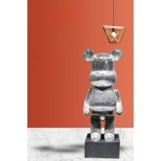 Figurine BearBrick Supreme 155 cm de plata en juguete del diseñador de soporte