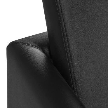 Fauteuil d'attente Gabbiano BM18011 en cuir synthétique noir — gros plan accoudoir