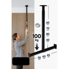 Hanger-Garderobe Væg og loftmetal LiO Hjem 240521 Sort 60-90 × 50-65cm 100kg