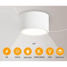 KYOTECH stropné stropné profily 9555-4 Pôsobenie Plafn Ø95mm 6W 3000K 4ks