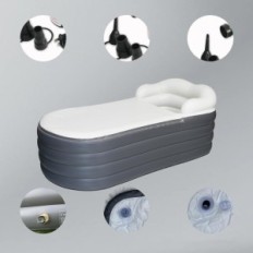 Badkar uppblåsbara spa för vuxna med nackstöd och lock 168 × 76 × 68 cm