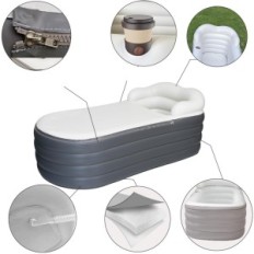 Badkuip Opblaasbare spa voor volwassenen met hoofdsteun en deksel 168 × 76 × 68 cm