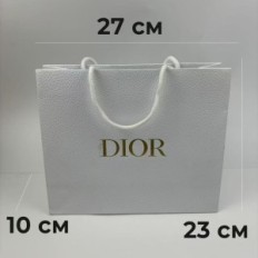 Papírový sáček Dior 27x10x23cm Bílý texturou papír s bílými rukojetí