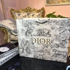 Dior Dior τσάντα Tile de Jouy Τίγρεις και Δάσος Χρυσό Λογότυπο Μαύρες Χειρολαβές Premium