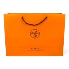 Hermes 42x14x30 cm Borsa arancione con maniglie nere di carta spessa