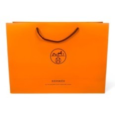 Hermes 42x14x30 cm Sac orange avec poignées en papier épais