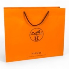 Hermes 42x14x30 cm vrecko oranžové s hustým papierom čiernym držadlám