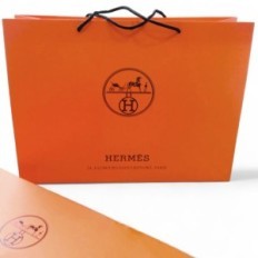 Hermes 42x14x30 cm Sac orange avec poignées en papier épais