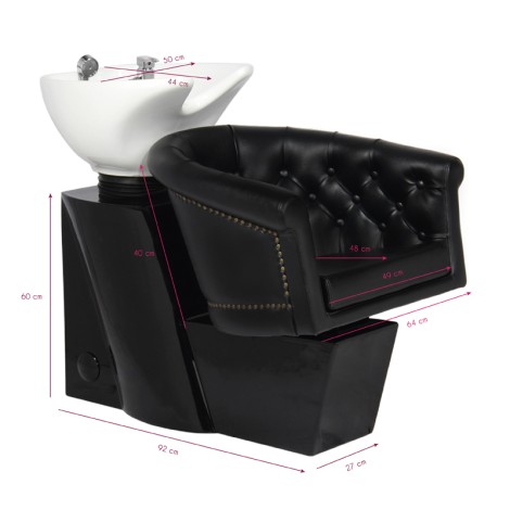 Gabbiano black hairdressing wash unit London — side view