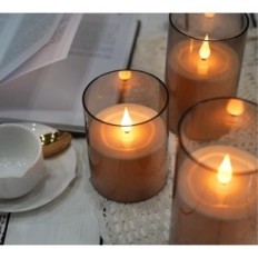 CIBNEW LED candles 3 pcs. Gray flameless with remote control and timer