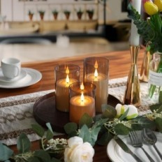 CIBNEW LED candles 3 pcs. Gray flameless with remote control and timer