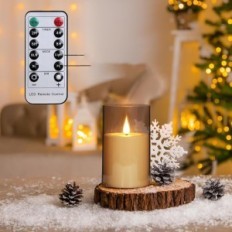 CIBNEW LED candles 3 pcs. Gray flameless with remote control and timer