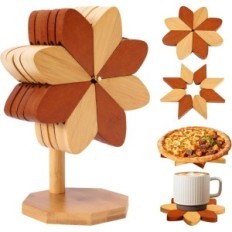 Potato pads YTACREA 5 pcs Bamboo non-slip in the shape of a windmill with a stand