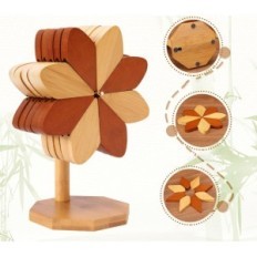 Potato pads YTACREA 5 pcs Bamboo non-slip in the shape of a windmill with a stand
