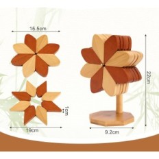 Almofadas de batata ytacrea 5 pcs bambu antiderrapante em forma de moinho de vento com um suporte