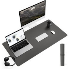 Desktop Mat Ysagi 90 × 43 cm Δερμάτινο πλυντήριο χωρίς ολίσθηση σκούρο γκρι